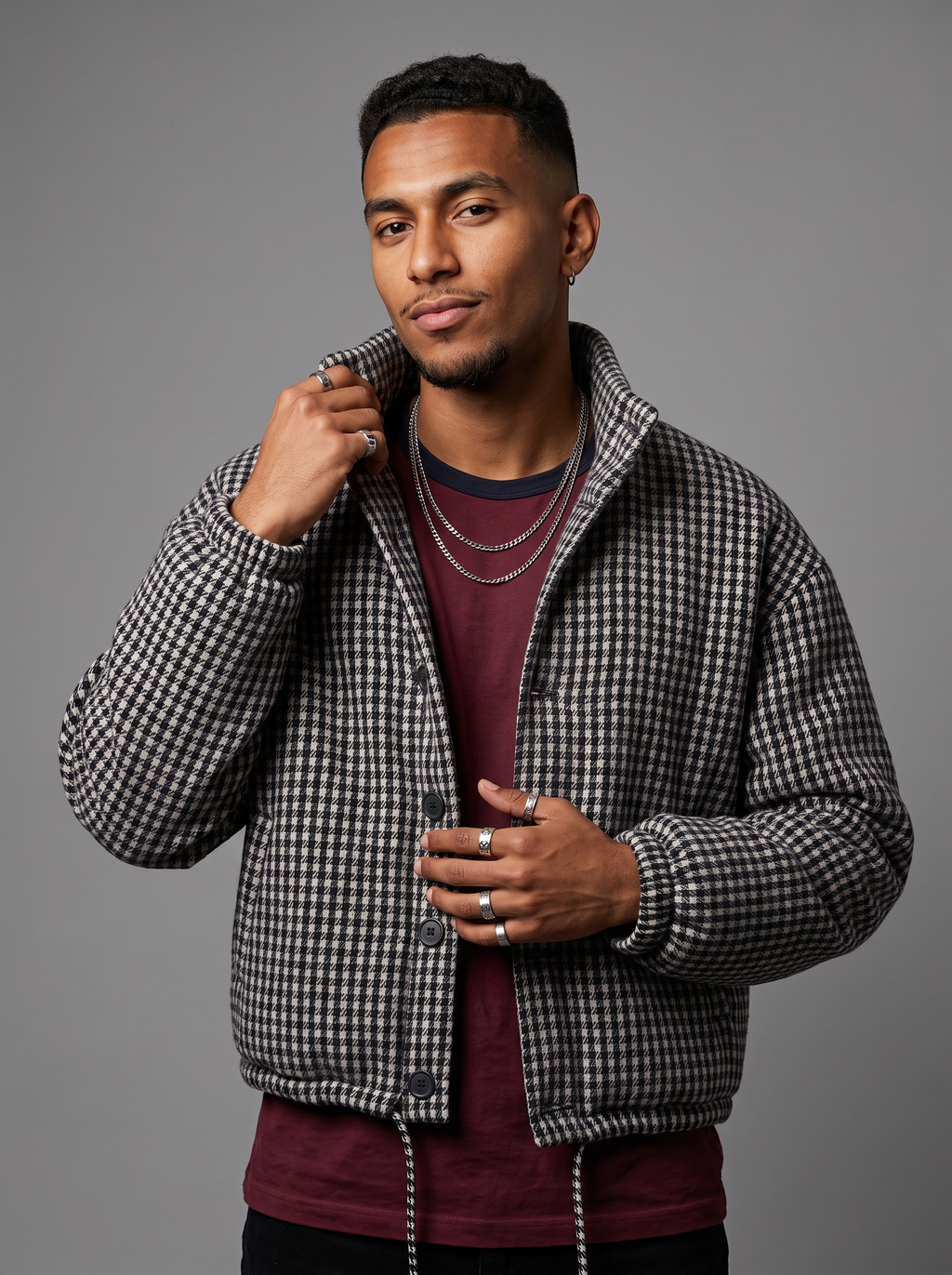 Box Fit Premium Check Jacket