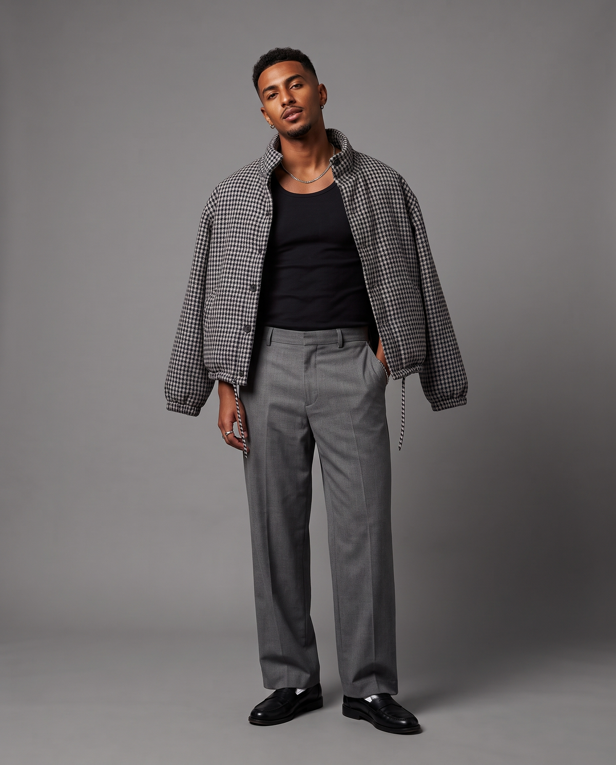 Box Fit Premium Check Jacket