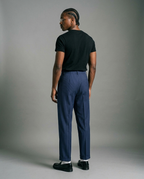 Navy Layered Pinstripe Pants
