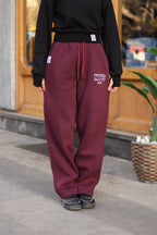 Wide Leg Sweat Pants | Burgundy | Unisex