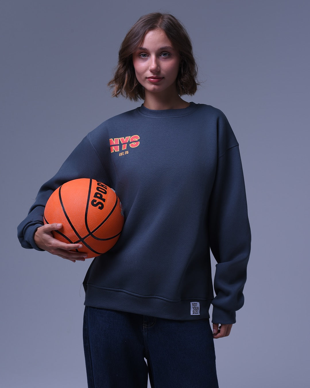 Basic Pale Grey NYS Oversized Crewneck | Unisex