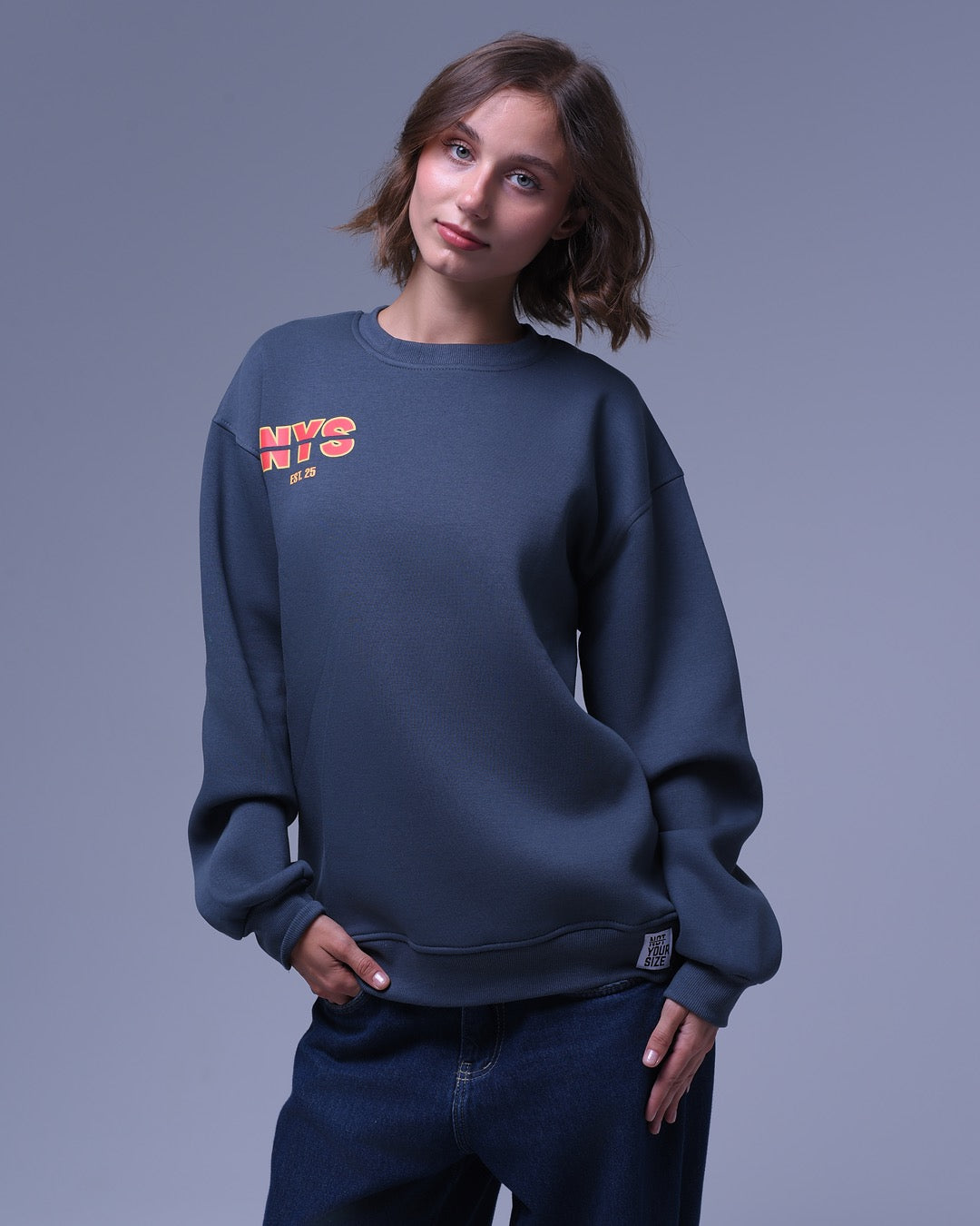 Basic Pale Grey NYS Oversized Crewneck | Unisex