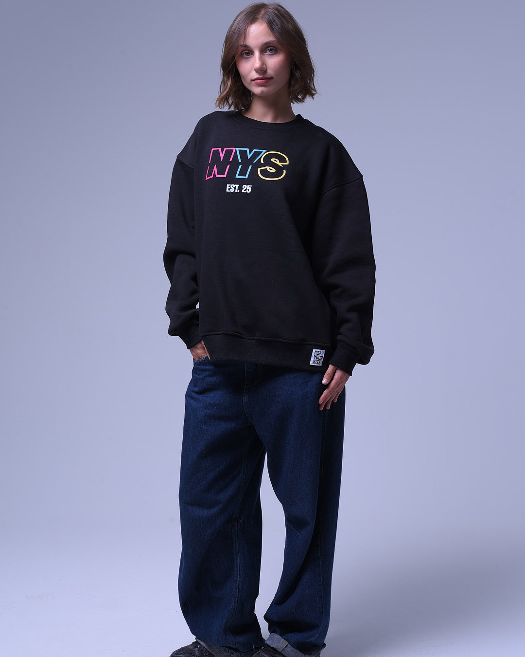 NYS Black Oversized Crewneck | Unisex