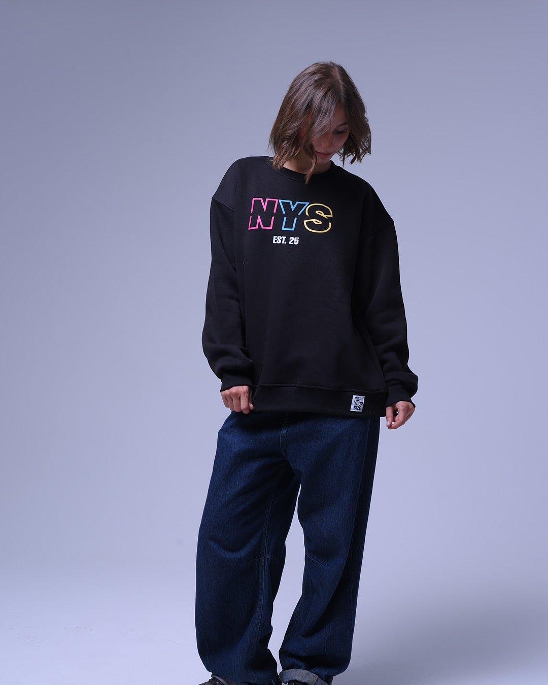 NYS Black Oversized Crewneck | Unisex