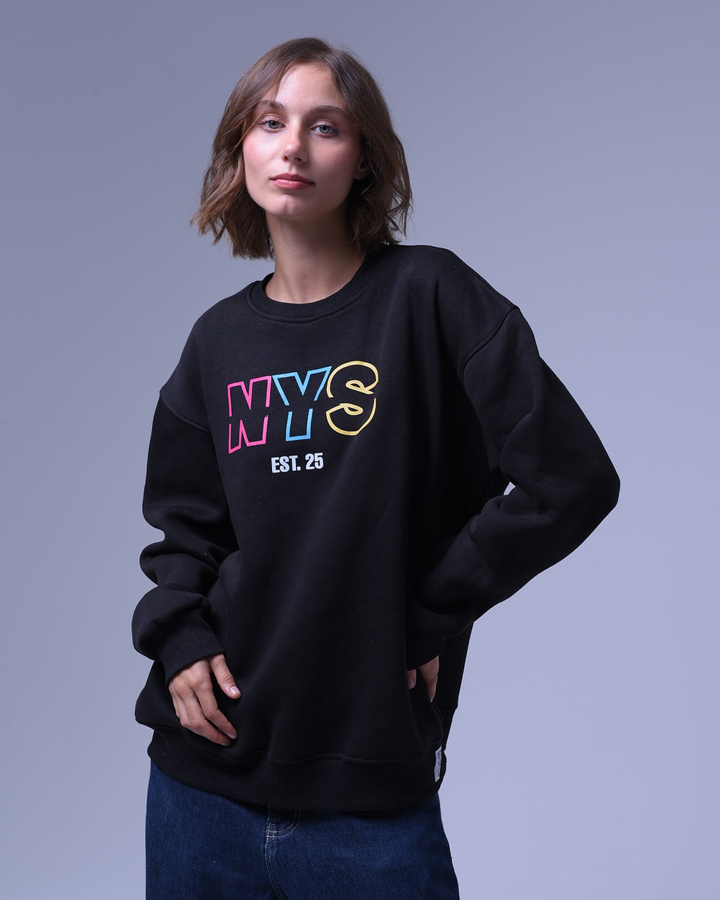 NYS Black Oversized Crewneck | Unisex