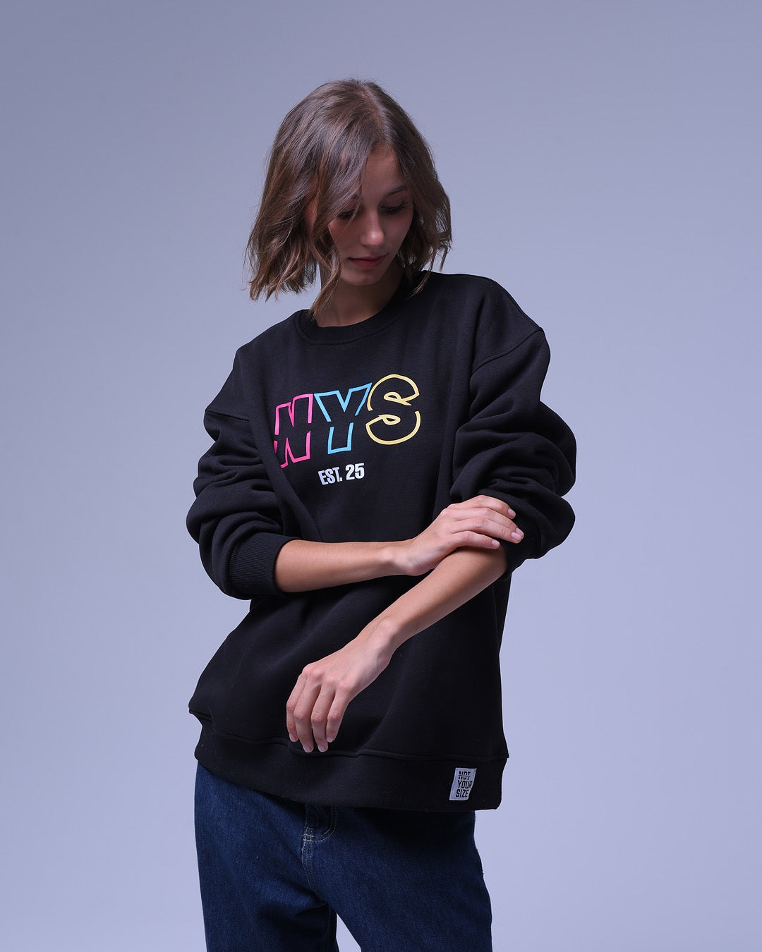 NYS Black Oversized Crewneck | Unisex